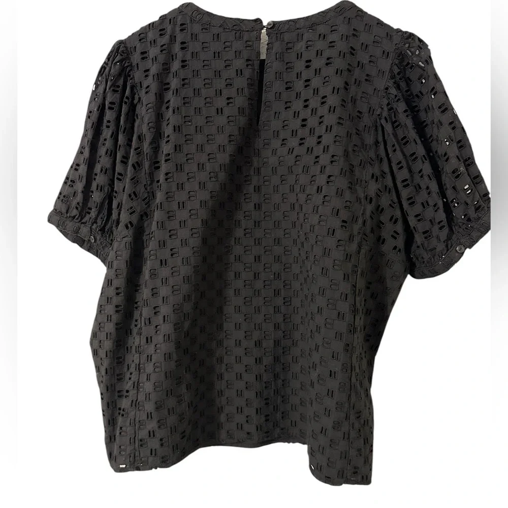 ELIZABETH & JAMES BLACK CROCHET
*BUBBLE SLEEVE* BLOUSE TOP - Picture 2 of 5
